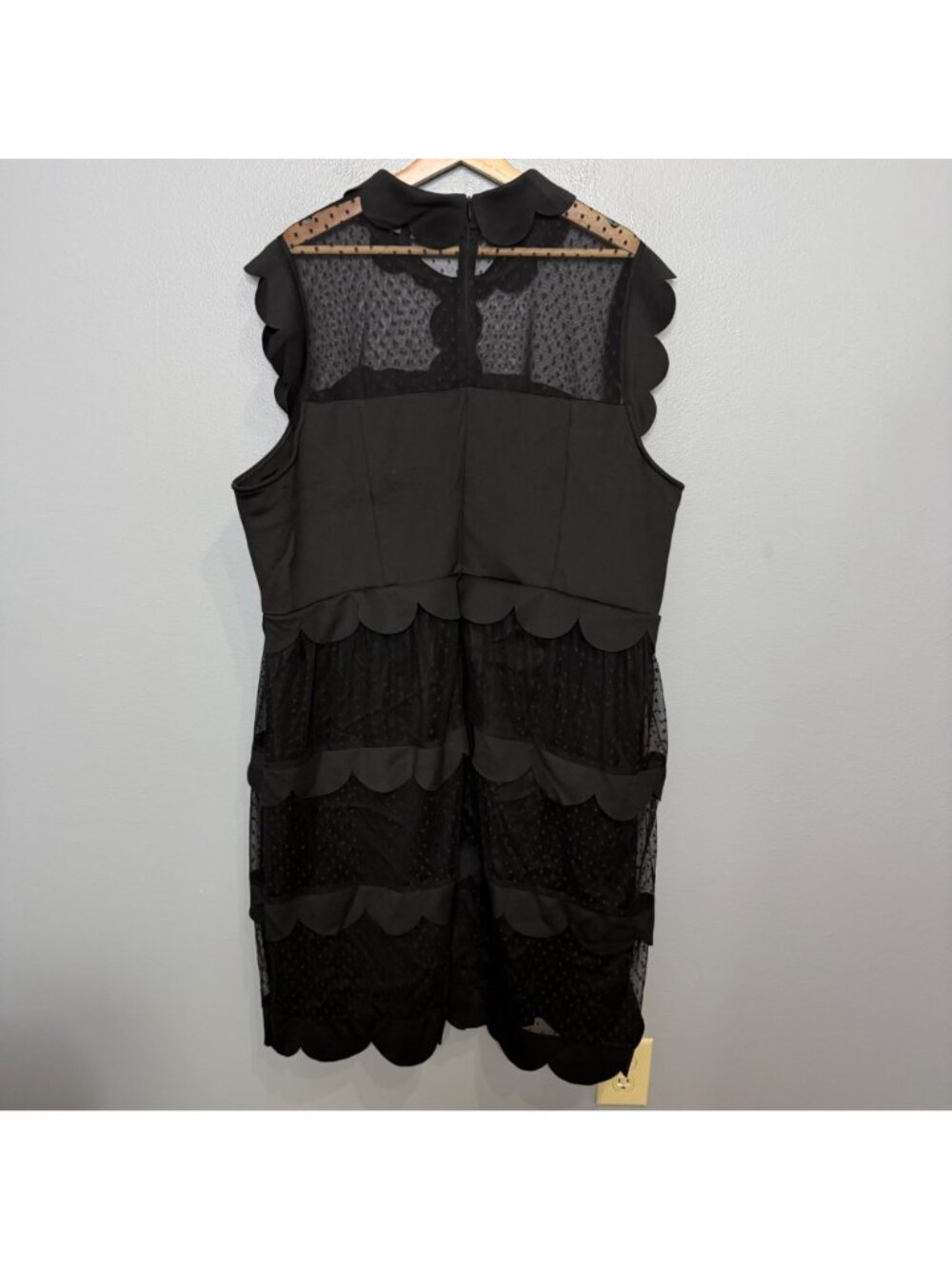 ELOQUII black scallop trim collared sheer overlay dress size 26 - Picture 6 of 8